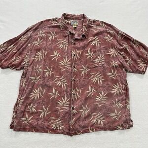 VINTAGE Big Dogs Men Button Up Shirt 4XL Red Floral Hula Hawaiian Shirt Y2K
